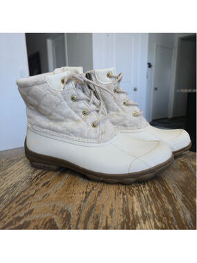 Sperry Syren Gulf Wool Quilted Duck Boots Women’s Size 8 Ivory Cream